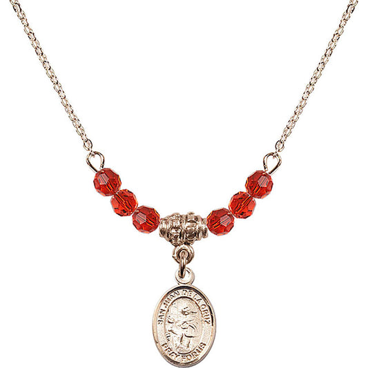 14kt Gold Filled San Juan de la Cruz Birthstone Necklace with Ruby Beads - 9232
