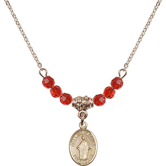 14kt Gold Filled Our Lady of Africa Birthstone Necklace with Ruby Beads - 9269