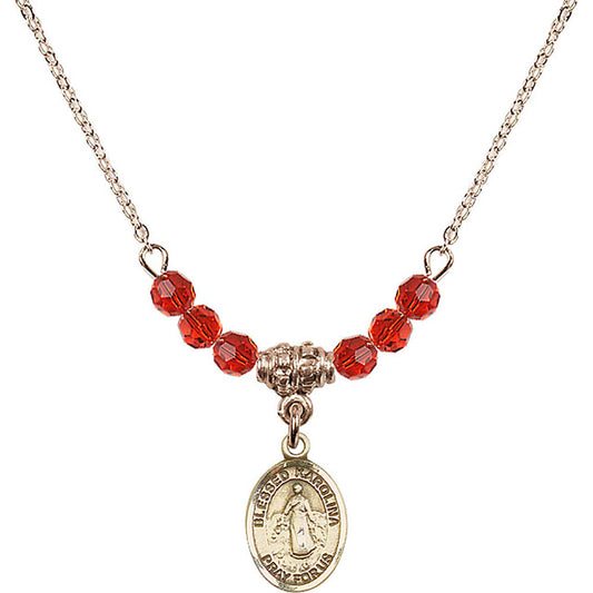 14kt Gold Filled Blessed Karolina Kozkowna Birthstone Necklace with Ruby Beads - 9283
