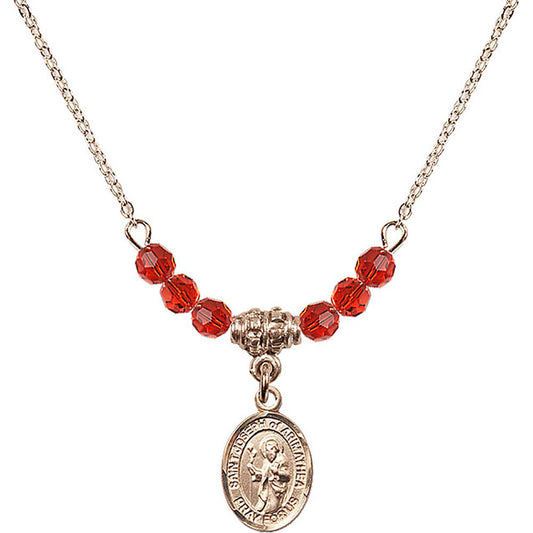 14kt Gold Filled Saint Joseph of Arimathea Birthstone Necklace with Ruby Beads - 9300