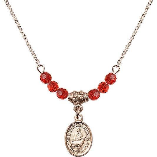 14kt Gold Filled Saint Catherine of Sweden Birthstone Necklace with Ruby Beads - 9336