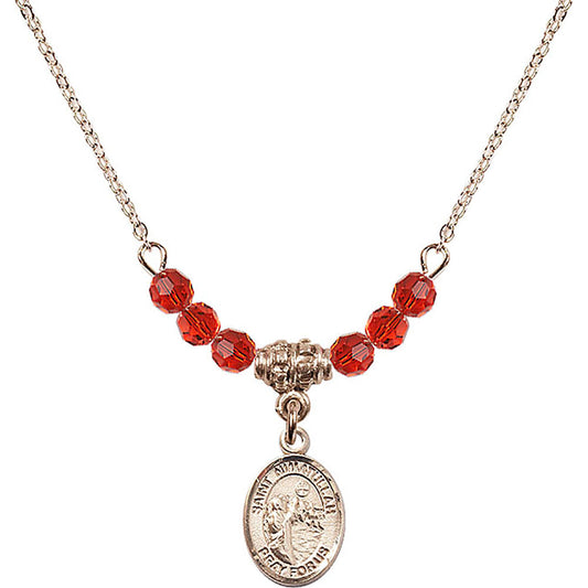 14kt Gold Filled Saint Nimatullah Birthstone Necklace with Ruby Beads - 9339