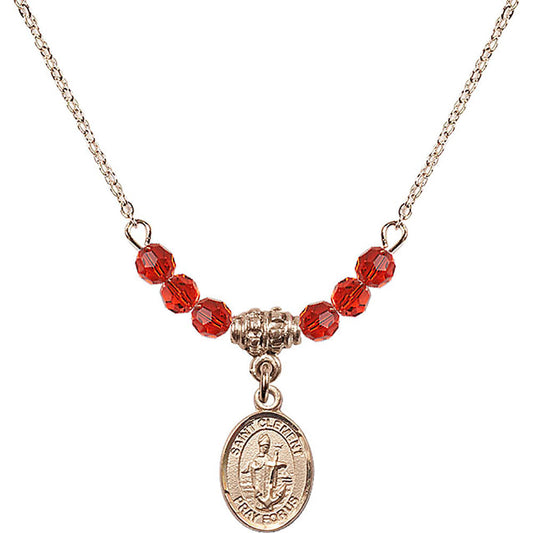 14kt Gold Filled Saint Clement Birthstone Necklace with Ruby Beads - 9340