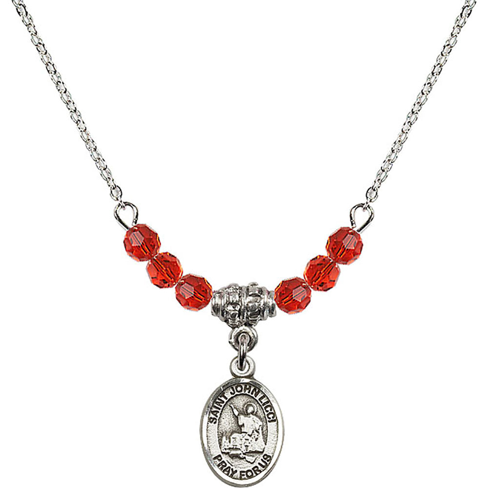 Sterling Silver Saint John Licci Birthstone Necklace with Ruby Beads - 9358