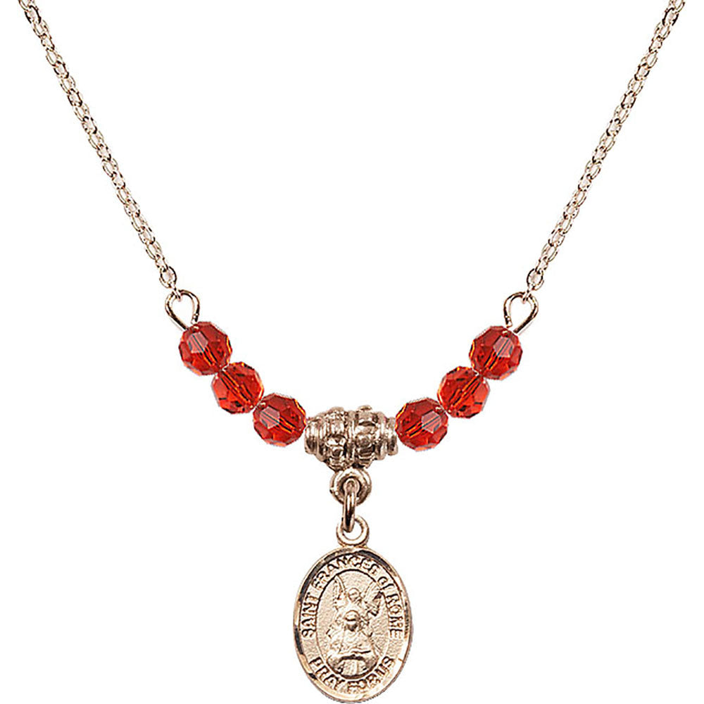 14kt Gold Filled Saint Frances of Rome Birthstone Necklace with Ruby Beads - 9365