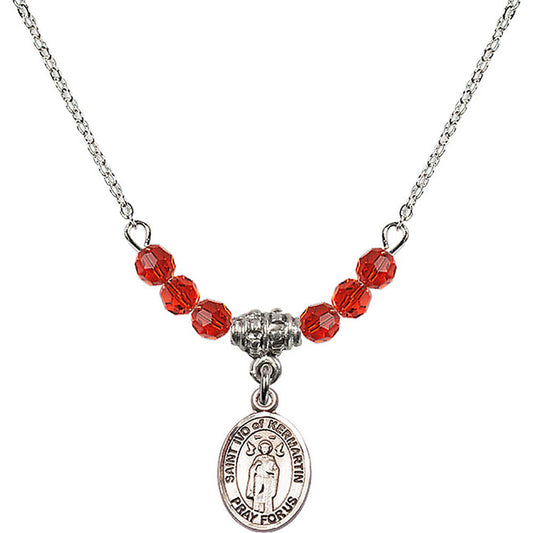 Sterling Silver Saint Ivo of Kelmartin Birthstone Necklace with Ruby Beads - 9384