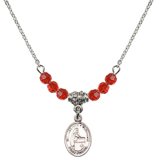 Sterling Silver Blessed Emilee Doultremont Birthstone Necklace with Ruby Beads - 9390