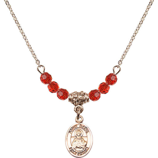 14kt Gold Filled Saint Daria Birthstone Necklace with Ruby Beads - 9396
