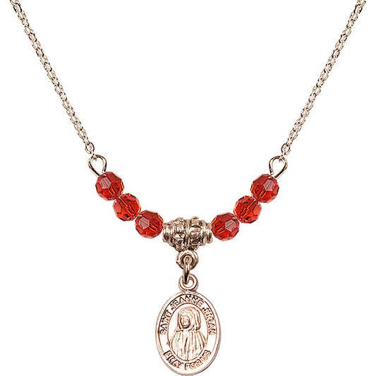 14kt Gold Filled Saint Jeanne Jugan Birthstone Necklace with Ruby Beads - 9409
