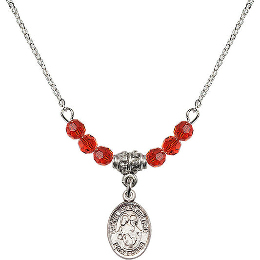 Sterling Silver Saints Peter & Paul Birthstone Necklace with Ruby Beads - 9410