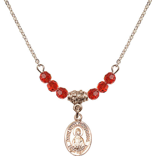 14kt Gold Filled Saint Lydia Purpuraria Birthstone Necklace with Ruby Beads - 9411