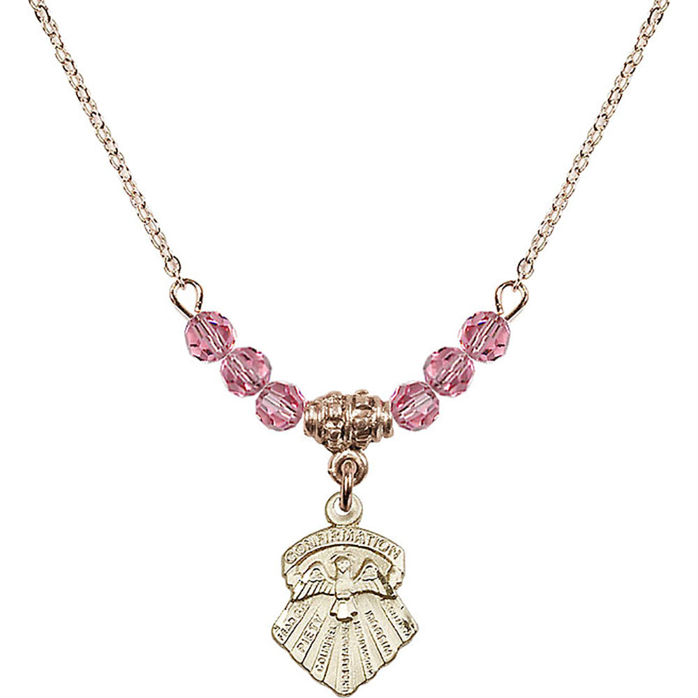14kt Gold Filled Seven Gifts Birthstone Necklace with Rose Beads - 0887