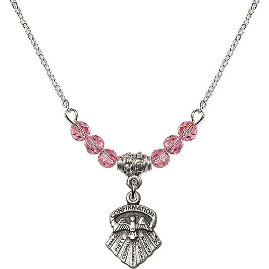 Sterling Silver Seven Gifts Birthstone Necklace with Rose Beads - 0887