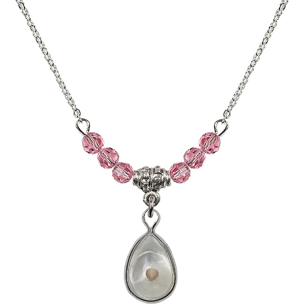 Sterling Silver Mustard Seed Birthstone Necklace with Rose Beads - 1700