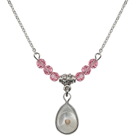 Sterling Silver Mustard Seed Birthstone Necklace with Rose Beads - 1700