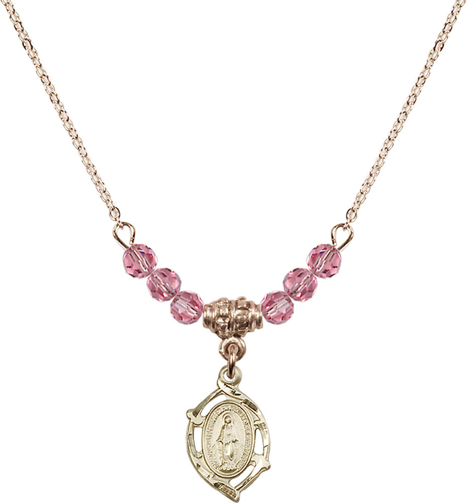 14kt Gold Filled Miraculous Birthstone Necklace with Rose Beads - 4152