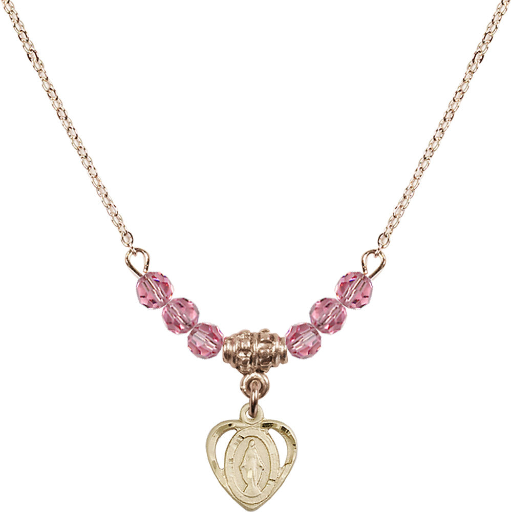 14kt Gold Filled Miraculous Birthstone Necklace with Rose Beads - 5401