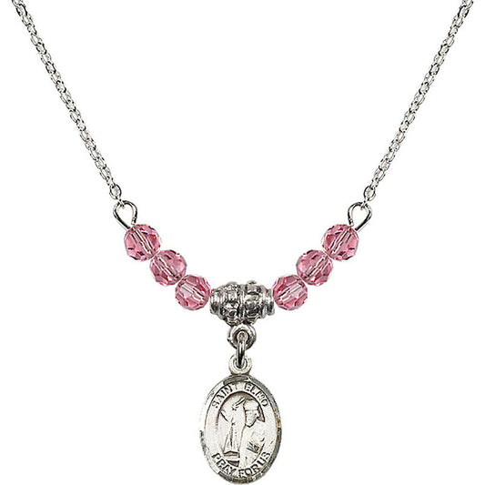 Sterling Silver Saint Elmo Birthstone Necklace with Rose Beads - 9031