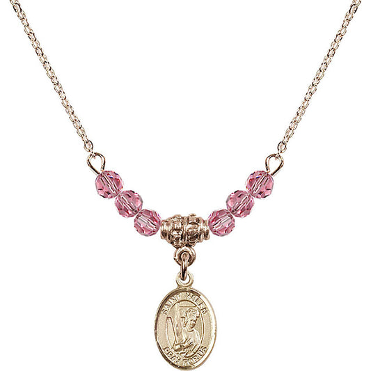 14kt Gold Filled Saint Helen Birthstone Necklace with Rose Beads - 9043