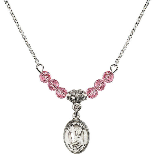 Sterling Silver Saint Helen Birthstone Necklace with Rose Beads - 9043