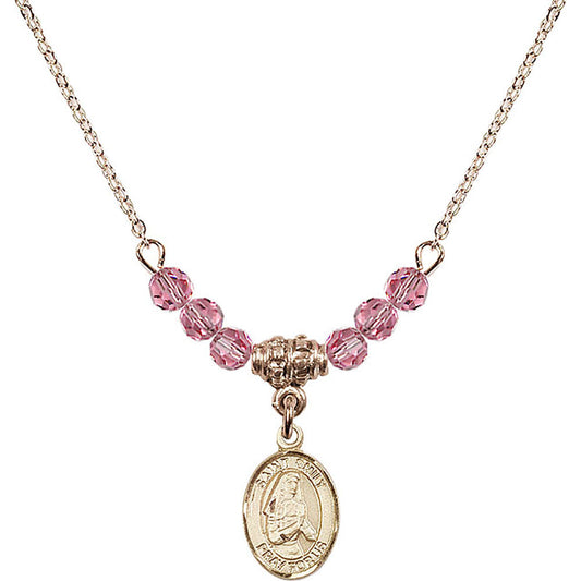 14kt Gold Filled Saint Emily de Vialar Birthstone Necklace with Rose Beads - 9047