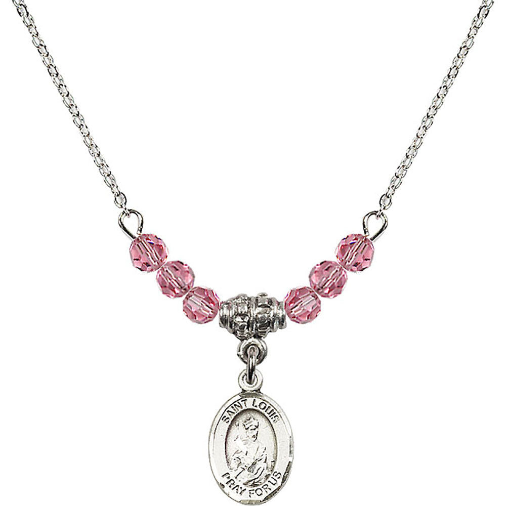Sterling Silver Saint Louis Birthstone Necklace with Rose Beads - 9081