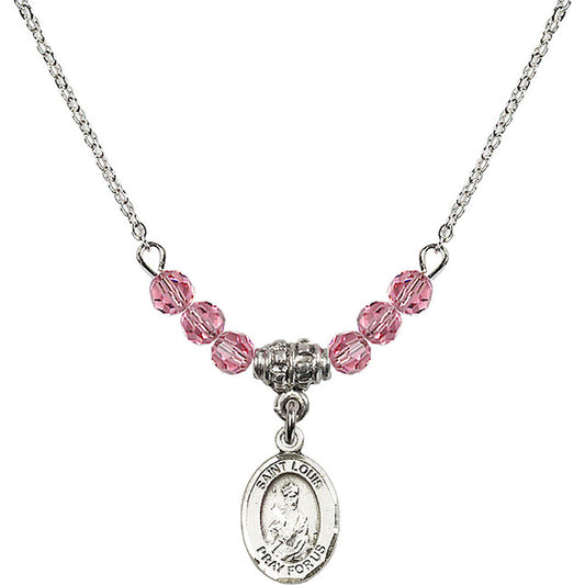 Sterling Silver Saint Louis Birthstone Necklace with Rose Beads - 9081