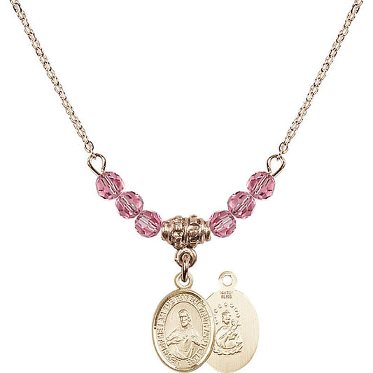 14kt Gold Filled Scapular Birthstone Necklace with Rose Beads - 9098