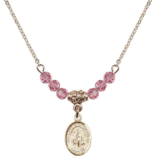 14kt Gold Filled Lord Is My Shepherd Birthstone Necklace with Rose Beads - 9119