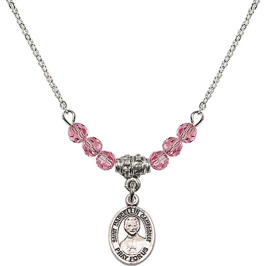 Sterling Silver Saint Marcellin Champagnat Birthstone Necklace with Rose Beads - 9131