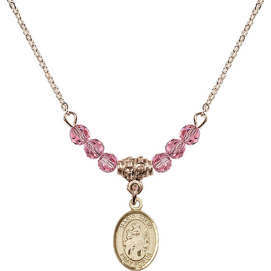 14kt Gold Filled Maria Stein Birthstone Necklace with Rose Beads - 9133