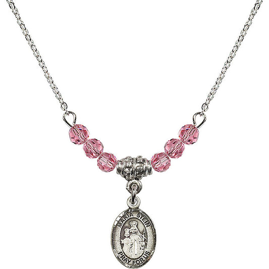 Sterling Silver Maria Stein Birthstone Necklace with Rose Beads - 9133