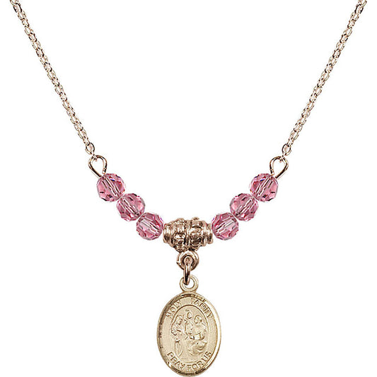 14kt Gold Filled Holy Family Birthstone Necklace with Rose Beads - 9218