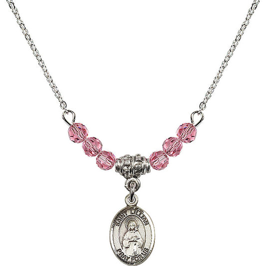 Sterling Silver Saint Lillian Birthstone Necklace with Rose Beads - 9226