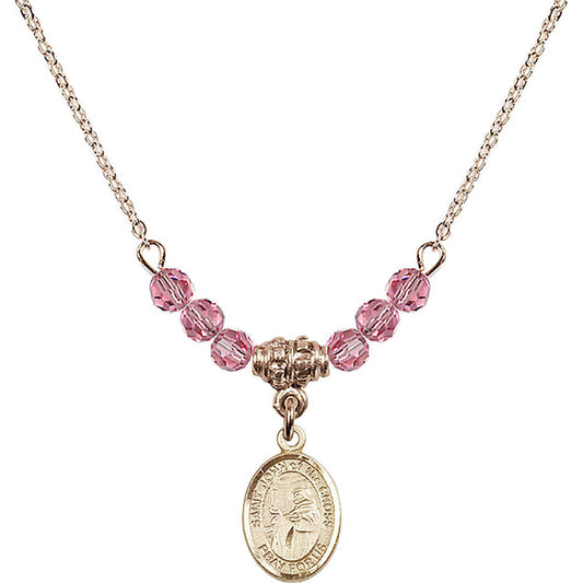14kt Gold Filled Saint John of the Cross Birthstone Necklace with Rose Beads - 9231