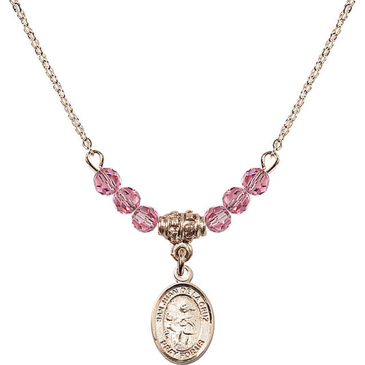 14kt Gold Filled San Juan de la Cruz Birthstone Necklace with Rose Beads - 9232