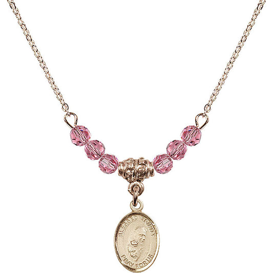 14kt Gold Filled Blessed Trinity Birthstone Necklace with Rose Beads - 9249