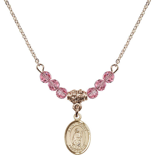14kt Gold Filled Saint Grace Birthstone Necklace with Rose Beads - 9255
