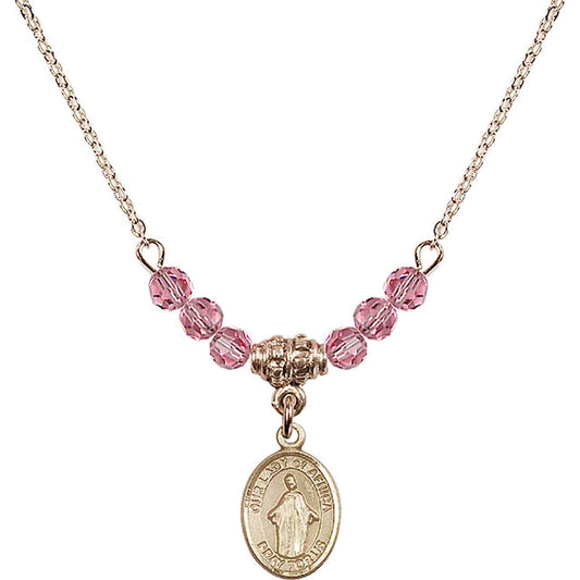 14kt Gold Filled Our Lady of Africa Birthstone Necklace with Rose Beads - 9269