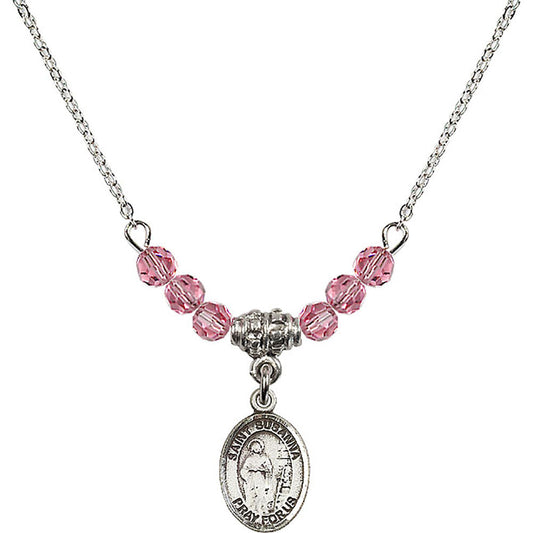 Sterling Silver Saint Susanna Birthstone Necklace with Rose Beads - 9280