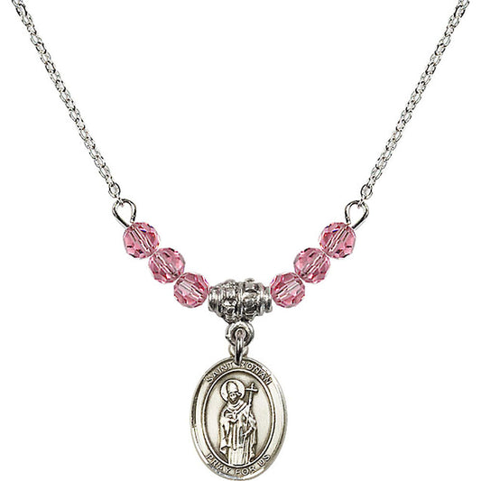 Sterling Silver Saint Ronan Birthstone Necklace with Rose Beads - 9315