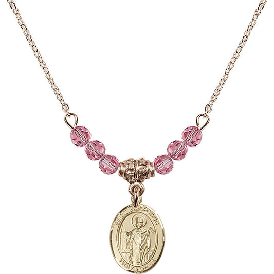 14kt Gold Filled Saint Wolfgang Birthstone Necklace with Rose Beads - 9323
