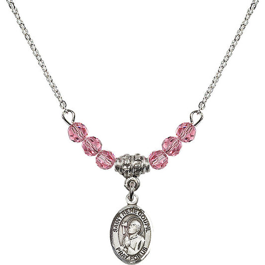 Sterling Silver Saint Rene Goupil Birthstone Necklace with Rose Beads - 9334