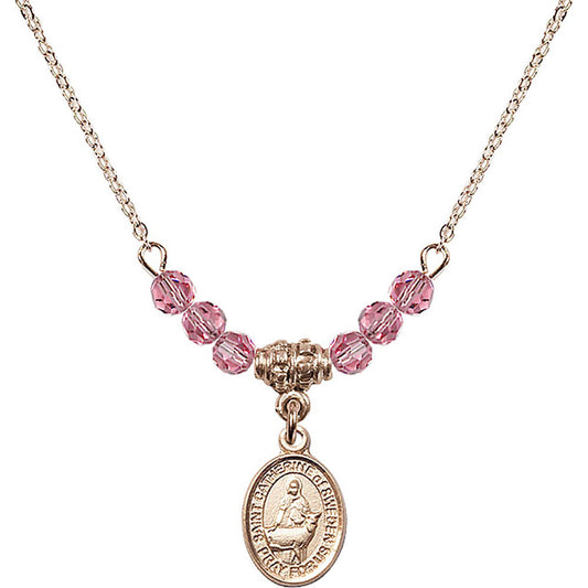 14kt Gold Filled Saint Catherine of Sweden Birthstone Necklace with Rose Beads - 9336