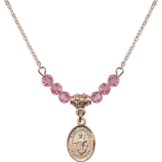 14kt Gold Filled Saint Clement Birthstone Necklace with Rose Beads - 9340