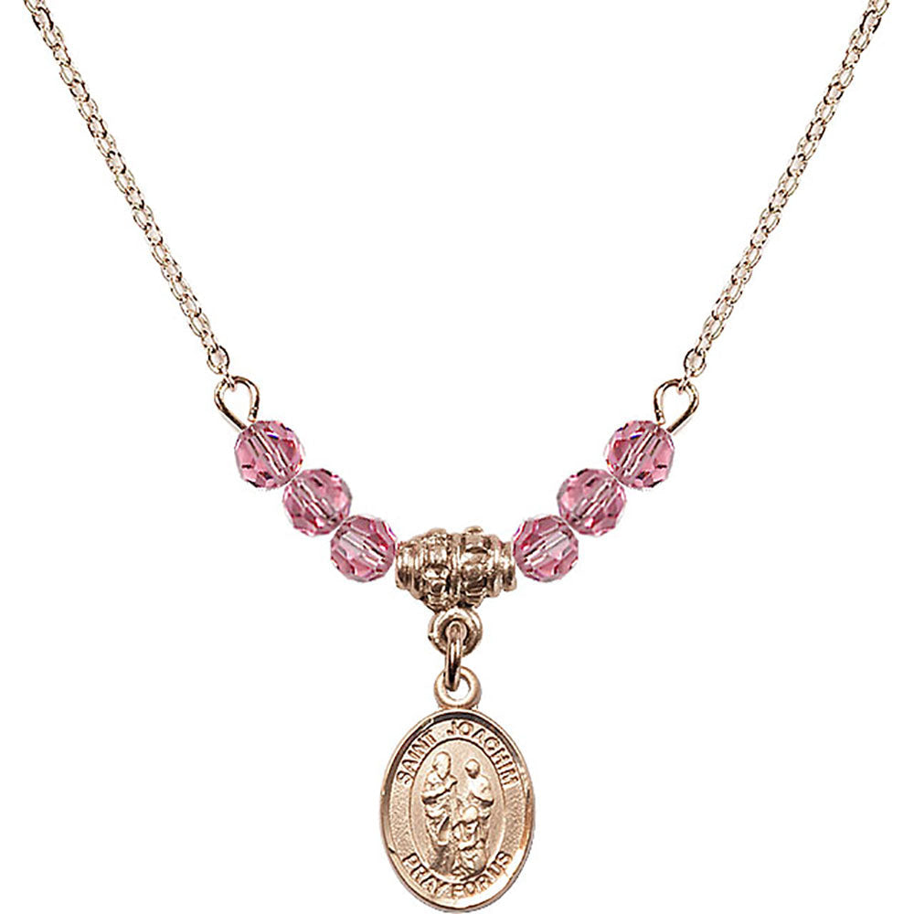 14kt Gold Filled Saint Joachim Birthstone Necklace with Rose Beads - 9348
