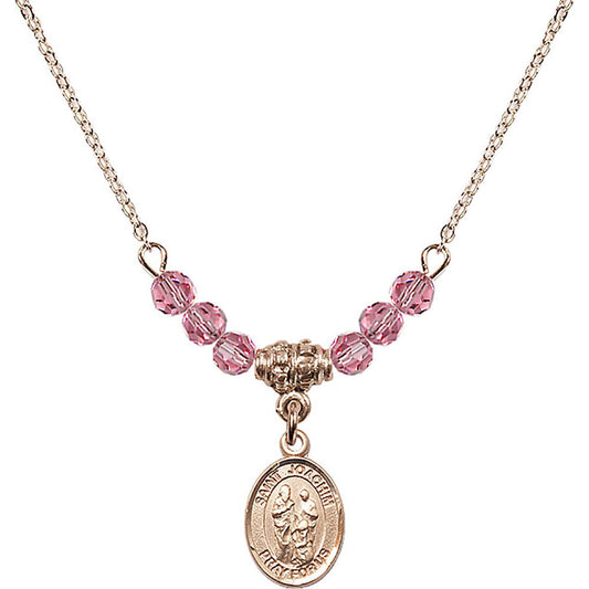 14kt Gold Filled Saint Joachim Birthstone Necklace with Rose Beads - 9348