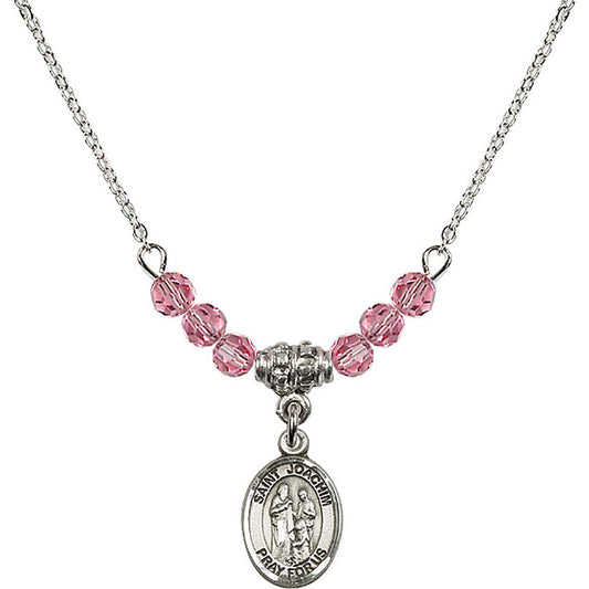 Sterling Silver Saint Joachim Birthstone Necklace with Rose Beads - 9348