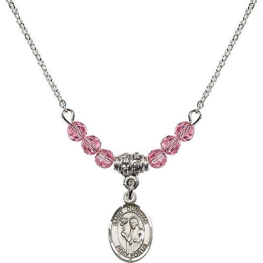 Sterling Silver Saint Dunstan Birthstone Necklace with Rose Beads - 9355