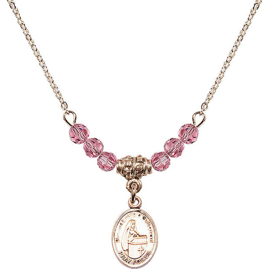 14kt Gold Filled Blessed Emilee Doultremont Birthstone Necklace with Rose Beads - 9390